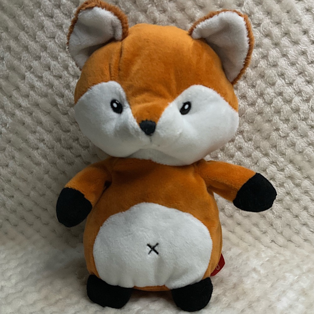 Gitzy Plush Orange White Fox Rattle Stuffed Animal Toy Embroidered Eyes